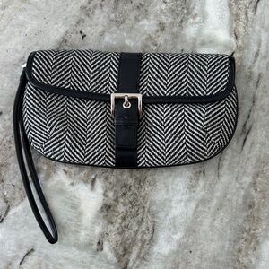Banana Republic Black and White Herringbone Clutch